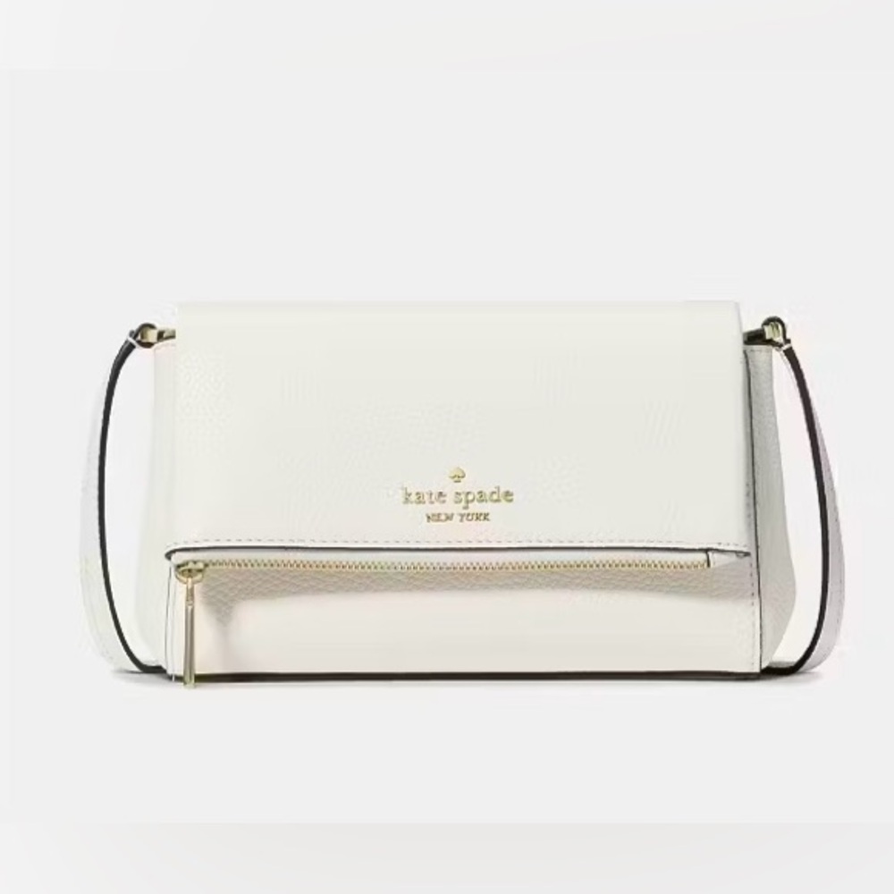 Kate Spade Leila Mini Crossbag Meringue Pebbled Leather Zip Crossbody Bag KE487